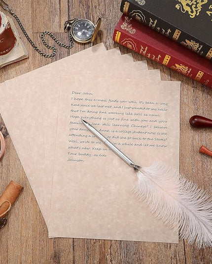 Epakh 150 Pcs Old Age Parchment Paper 8.5 x 11 Inch Standard Letter Vintage Colored Old Parchment Semblance Double Side Printing Paper (Dark Beige)