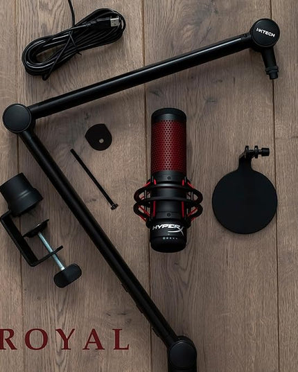 IXTECH Microphone Boom Arm with Desk Mount, 360° Rotatable, Adjustable and Foldable Scissor Mounting for Podcast, Video Gaming, Radio and Studio Audio, Sturdy and Universal - Elegance Model