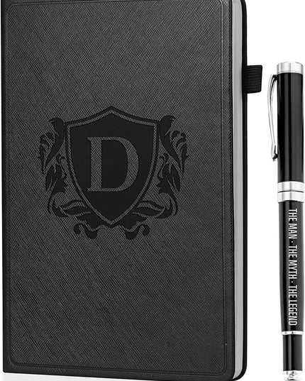 InnoBeta Personalized Notebook for Men, Hardcover Leather Journal for Writing, Travel, Business, Work & School, Note Taking, A5 Diary Notepad, 5.7"×8.3" Black, D
