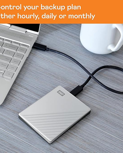 WD 1TB My Passport Ultra, Silver, Portable External Hard Drive, backup software with defense against ransomware, and password protection, USB-C and USB 3.1 - WDBC3C0010BSL-WESN