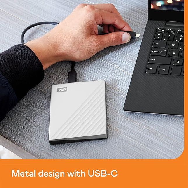 WD 2TB My Passport Ultra, Silver, Portable External Hard Drive, backup software with defense against ransomware, and password protection, USB-C and USB 3.1 - WDBC3C0020BSL-WESN