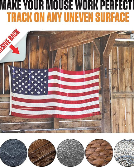 Adhesive Mouse Pad - Peel and Sticks to Any Surface - Easy Stick On Mouse Pad, Sticky for Any Surface - Excellent Tracking - USA Heartland