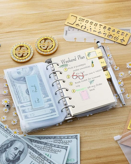 A7 Planner Refill,4 Packs per Set, Line Paper, A7 Binder Refills 6 Ring with Label Stickers Gift,Mini Binder Refills,6 hole/100gsm Thick Paper/4.84 x 3.23'', Harphia