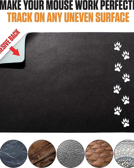 Mouse Pad Adhesive Bottom - Sticks to Any Surface - Portable - Webcam Covers and Screen Cleaner Included (Cat Paw)