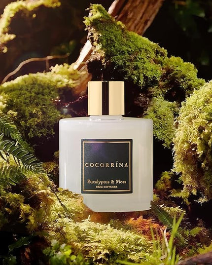 Cocorrína Reed Diffuser Sets- Eucalyptus & Moss Scented Diffuser with Sticks Home Fragrance Reed Diffuser for Bathroom Shelf Decor