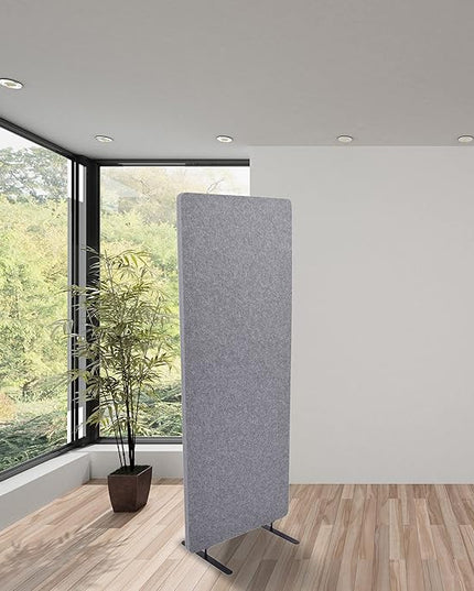 Stand Up Desk Store ReFocus Raw Freestanding Acoustic Desk Divider Privacy Panel to Reduce Noise and Visual Distractions (Castle Gray, 23.6" x 62")