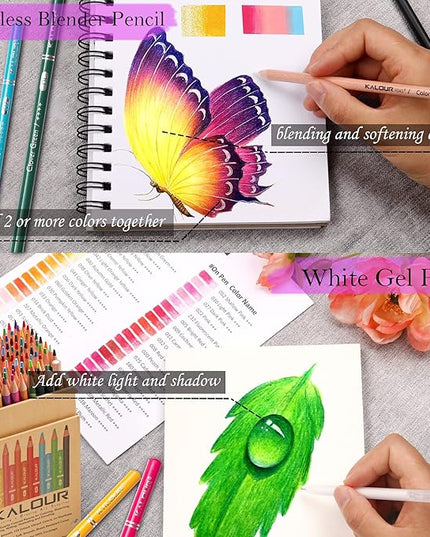KALOUR Premium Colored Pencils,Set of 120 Colors,Artists Soft Core with Vibrant Color,Ideal for Drawing Sketching Shading,Coloring Pencils for Adults Beginners