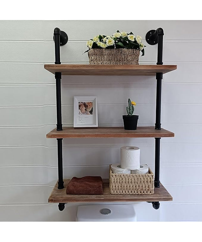 Industrial Pipe Shelving Bathroom Shelves Over Toilet 24 Inch,Rustic Wall Shelves,Industrial Floating Shelves for Wall Pipe Shelf Farmhouse Shelf for Kitchen