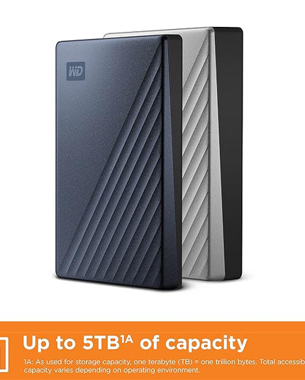WD 2TB My Passport Ultra, Blue, Portable External Hard Drive, backup software with defense against ransomware, and password protection, USB-C and USB 3.1 - WDBC3C0020BBL-WESN