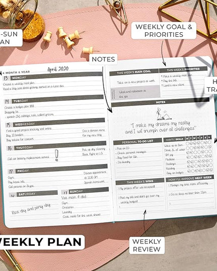 Clever Fox Planner – Undated Weekly & Monthly Planner for Productivity, Time Management & Goals – Organizer Journal – A5 (Aquamarine)
