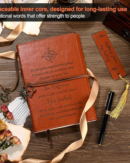 Leather Journal Notebook Retirement Gift For Woman Man, Coworker Going Away, Thank You, Goodbye, Appreciation, Inspirational Gifts For Friend, Employee, Boss, Coworkers (Retirement gift)