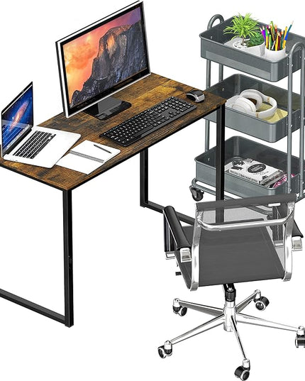 SHW Mission 32-Inch Home Office Computer Desk, Rustic Brown