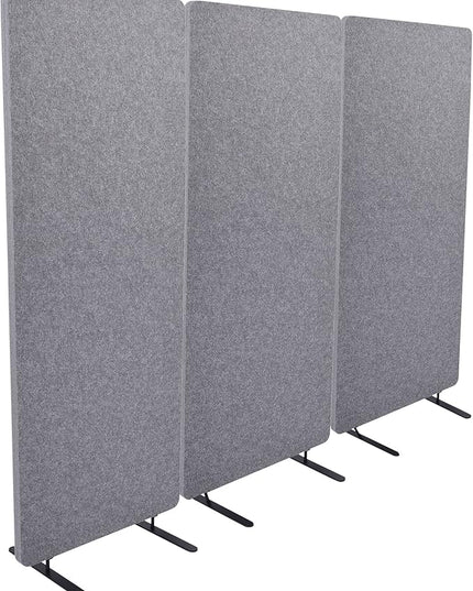 ReFocus™ Raw Freestanding Acoustic Room Divider 3 Pack – Reduce Noise and Visual Distractions with This Lightweight Room Separator (Castle Gray, 24" X 62")