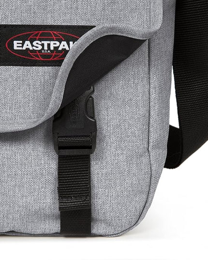 EASTPAK Delegate + – 20L Weatherproof Shoulder Bag with 17" Laptop Sleeve, Trolley Strap, Reflective Details, Adjustable Padded Strap, Sunday Grey