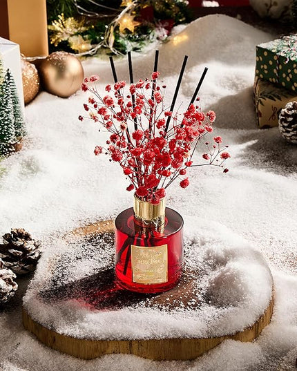 Airkeep Christmas Reed Diffuser Set - 3.38 fl oz (100 ml) Christmas Spice Oil for Home Fragrance, Bathroom Shelf Decor - Christmas Day with 8 Sticks