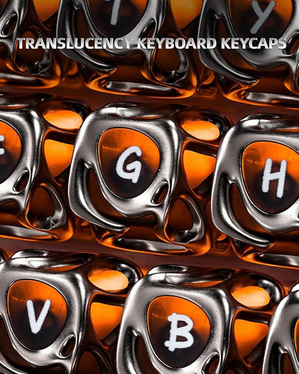 XVX Venom Keycap 60 75 100 Percent, Translucency Keyboard Keycaps w/Hollowed-out Design, ABS+PC Material Keycaps, MOA Profile Keycap, Full 120 Key Set for MX Mechanical Gaming Keyboards (Silver)