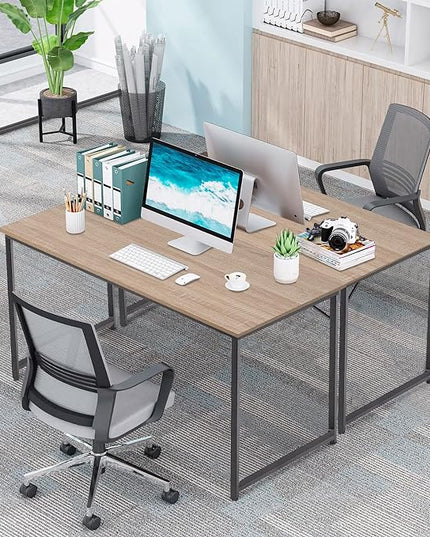 PayLessHere | 39 Inch Computer Desk | Nature | Office Desk with Metal Frame, Adjustable Feet | Water-Resistant, Scratchproof Surface | Sturdy Writing Table for Home Office or Study | Pack of 1