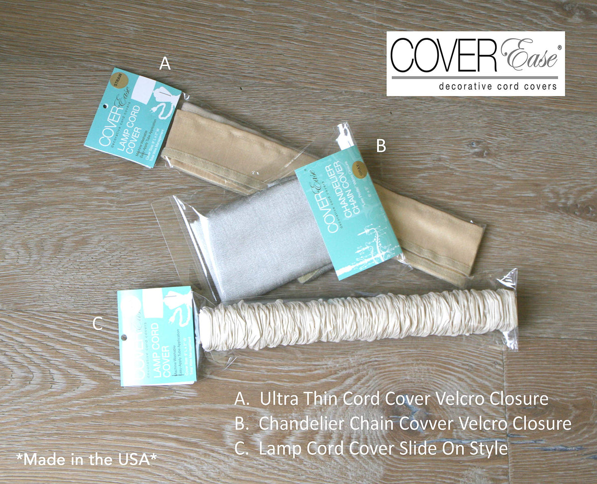 Gold/Golden COVEREase Cord Cover 9 ft Faux Silk Fabric Lamp Cord Cover - Cable Sleeve, Wire Cover, Cord Hider for Cable Management for Electrical Lighting Fixtures (1 Pack)
