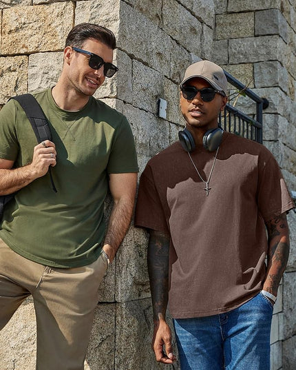 COOFANDY Men's Cotton T-Shirts Oversized Shirt Short Sleeves Streetwear Loose Fit Summer Tee Tops Washed Basic Unisex Shirts