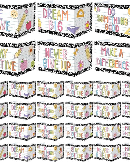 Honoson 24 Pcs Bulk Inspirational Privacy Folders for Students Cardboard Test Privacy Boards Motivational Words Desk Dividers Shield for Classroom School Study Supplies, 6 Styles(Composition)