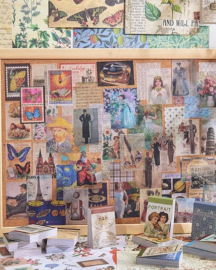 12 Sets 600 Sheets Washi Stickers for Journaling, Map Nature Celestial Portrait Boho Stickers Vintage Aesthetic Scrapbook Sticker Set for Bullet Journal Art Diary Card Craft Gifts Planner Notebook