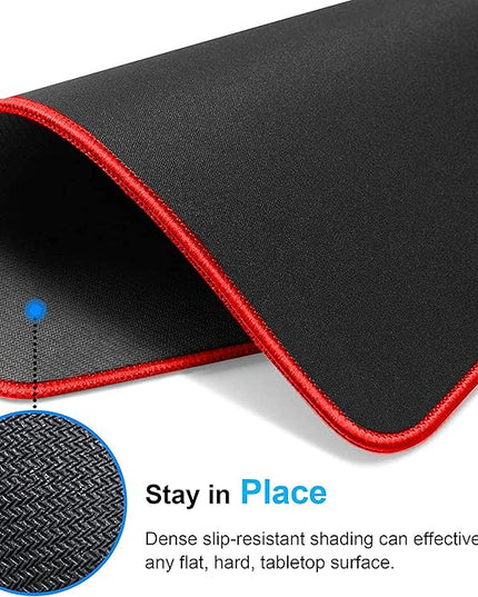SaiTech IT 20 Pack Gaming Mouse Pad, Water Resistance Coating Natural Rubber Gaming Mouse Pad with Stitched Edges & Non-Slippery Rubber Base (9.84 x 8.27 Inch) - Black with Red Stitched Border