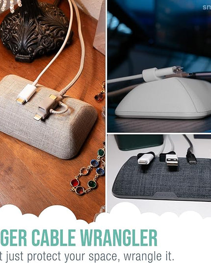 Smartish® Magnetic Cord Holder - Bigger Cable Wrangler Stocking Stuffer Organizer with Magnet Clips for Charger Management on Desktop, Nightstand - Holds 6+ Cables - Black Tie Affair