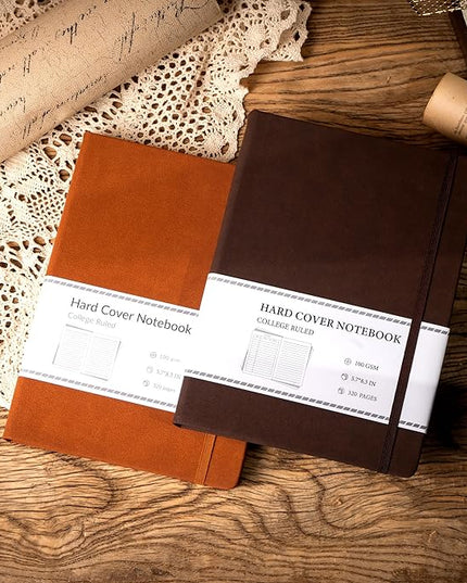 CAGIE Lined Journal Notebook for Men Women 320 Pages Leather Journals for Writing A5 Thick Hardcover Journaling Notebooks for Work Note Taking Diary, 5.7x8.3 in, Dark Brown