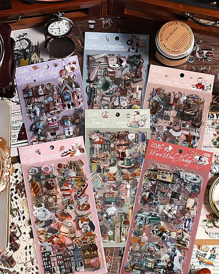 Ptyism 563 Pcs/36 Sheets Stickers for Scrapbooking,Sticker for Journaling Scrapbooking Stickers for Scrapbooking Art Journal Bullet Journal Accessories