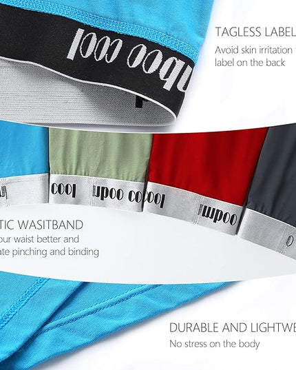 BAMBOO COOL Men's Ultra Breathable Underwear,No Riding Up Boxer Briefs with ComfortFlexible Waistband,Multipack
