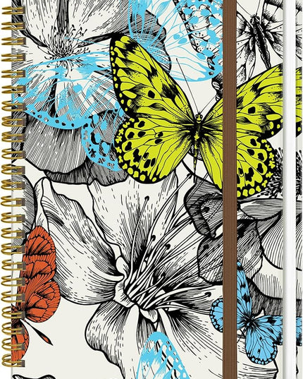 Spiral Journal Notebook, A5 Cute Notebooks for Women Men, College Ruled Hardcover Notebook for Work & Note Taking, 60 Pages Double-Wire Journals for Writing, Beautiful Butterfly