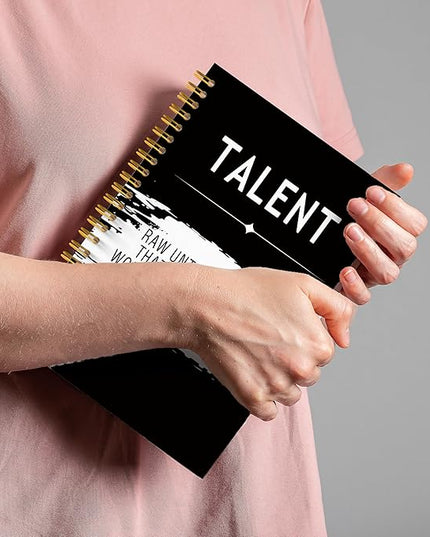 Talent Motivational Notebook Journal, Inspirational Office Notebooks for Work, Motivational Office Gifts for Women Men Coworker, Black Hardcover Spiral Notebook 5.5x8.3