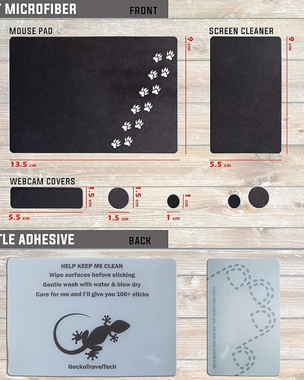 Mouse Pad Adhesive Bottom - Sticks to Any Surface - Portable - Webcam Covers and Screen Cleaner Included (Cat Paw)