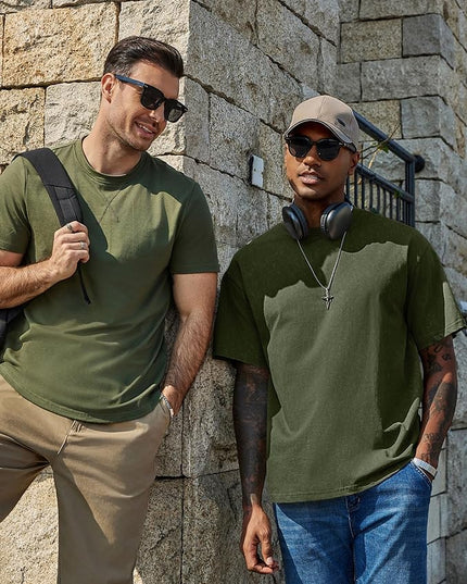 COOFANDY Men's Cotton T-Shirts Oversized Shirt Short Sleeves Streetwear Loose Fit Summer Tee Tops Washed Basic Unisex Shirts