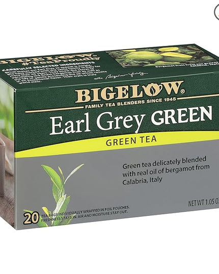 Bigelow Tea Earl Grey Green Caffeinated Bags, 20 Count, Pack of 6