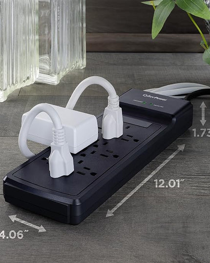CyberPower CSB1206 Essential Surge Protector, 3600J, 125V, 15A, 12 Outlets, 6 Foot Power Cord, Black, ETL Listed