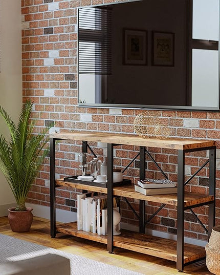 IRONCK Bookshelf Double Wide 47 in 3-Tier, Industrial Bookcases, Wood and Metal Bookshelves, Book Shelves for Home Office Decor Display