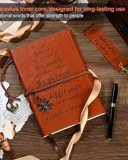 Leather Journal Notebook Retirement Gift For Woman Man, Coworker Going Away, Thank You, Goodbye, Appreciation, Inspirational Gifts For Friend, Employee, Boss, Coworkers (Going away gift)