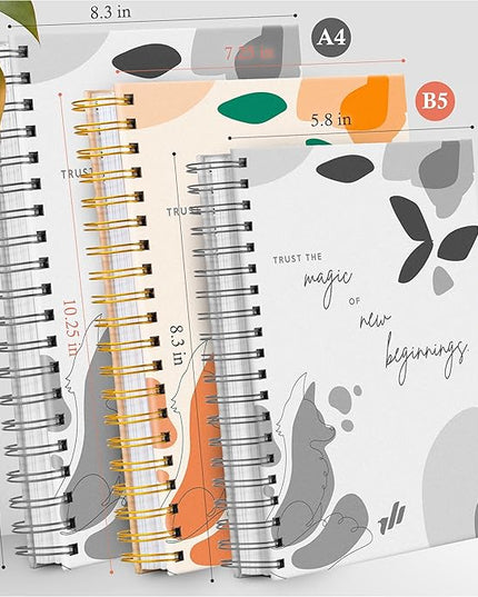 Hardcover Spiral Journal, 10.25" x 7.25", 300 Pages Large College Ruled Notebook for Women, Ideal for Writing, Journaling, Note-Taking, Work, Back to School Gifts for Students
