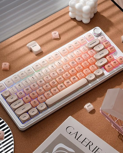 OHY PBT Keycaps, XVX Pink Jelly Foundation HOA Profile, 132-Key Cute Custom Keycaps (for Mechanical Keyboards with Cherry/Gateron MX Switches)-Flesh Pink