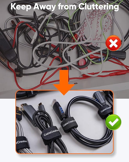 CableCreation Cable Ties 7 inch, 50PCS Reusable Fastening Organizer Cord/Tie Wrap, Nylon Adjustable Cable Management, 7 × 0.8 inch/Black
