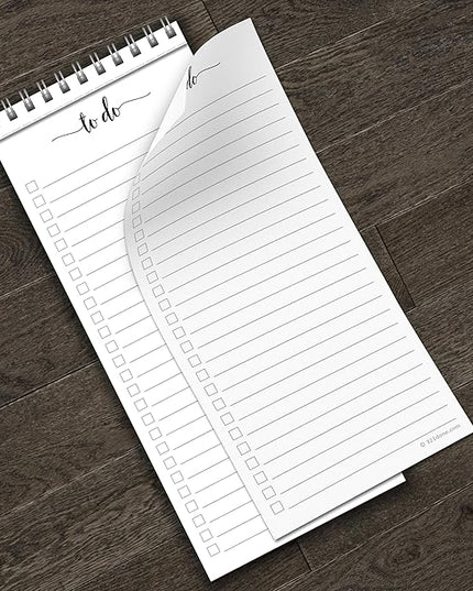 321Done Skinny to Do List Notepad, 3.7x8.5 Spiral - Made in USA, Undated Daily Checklist, Simple Stylish to-Dos Memo Pad for Planning, Tasks, Appointments, Reminders for Home, Office - 50 Sheets