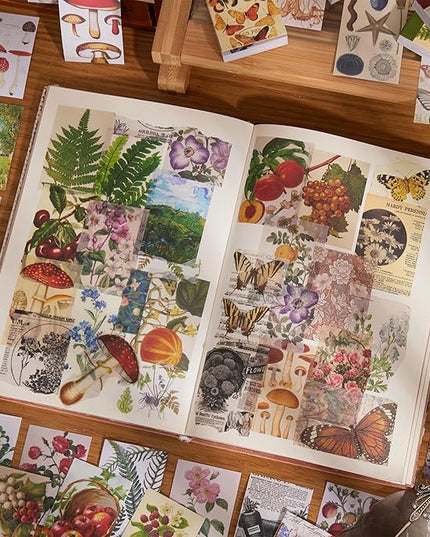 9 Sets 450 Sheets Washi Stickers for Journaling, Plants Fruit Flowers Butterfly Shell Boho Stickers Vintage Aesthetic Scrapbook Sticker for Bullet Journal Art Diary Card Craft Gifts Planner Notebook