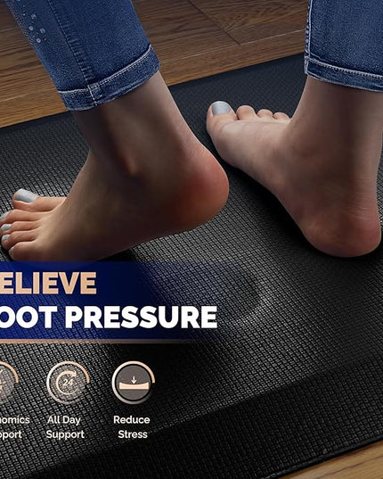 FEATOL Anti Fatigue Mat for Standing, 9/10 Extra Thick Ergonomic Standing Desk Mat, Comfort & Durable Memory Foam Standing Mat at Home,Office All Day (17" x 24", Black, 1PC)