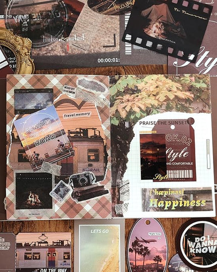 Scrapbooking Supplies Kit, Aesthetic Daily Life Travel Scrapbook Kit for Bullet Junk Journal, Stationery, A6 Grid Notebook, Flower DIY Journaling Supplies, Birthday Craft Gift Teen Girl Women