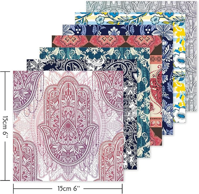 Origami 6x6 Paper Kit 150 Sheets 150 Vivid Colors Double Sided Same Printed Traditional Patterns Square for Arts Crafts Projects Japan Traditional Chiyo.Texture