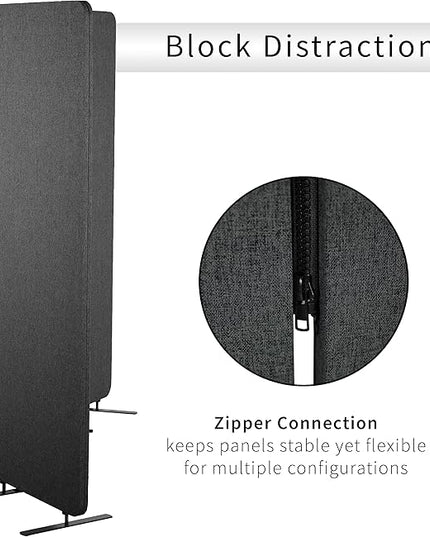 VIVO Freestanding 72 x 66 inch Privacy Panel, Cubicle Divider, Acoustic Wall Partition, x3 24 inch Panels, Dark Gray, PP-3-T072D