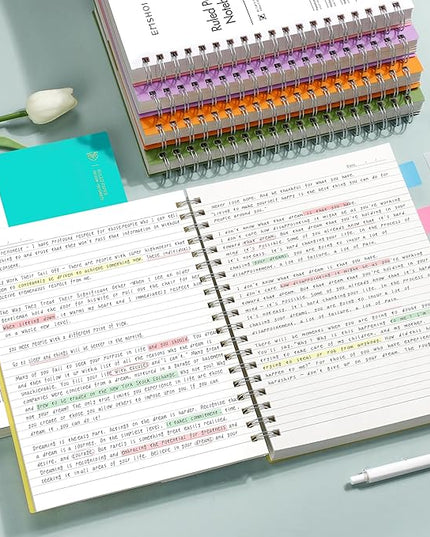 EMSHOI B5 Spiral Notebook College Ruled Lined Journal, Large 7.48" X 10.15", 300 Pages/150 Sheets, 100gsm Thick Paper, Waterproof Hardcover, for Office School Women Men Work Writing Notes-Green
