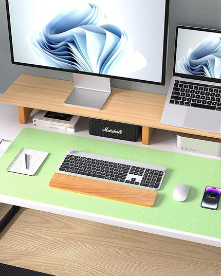 Aothia Leather Desk Pad Protector, Mouse Pad, Office Desk Mat, Non-Slip PU Leather Desk Blotter, Laptop Desk Pad, Waterproof Desk Writing Pad for Office and Home (36" x 17", Foam Green)