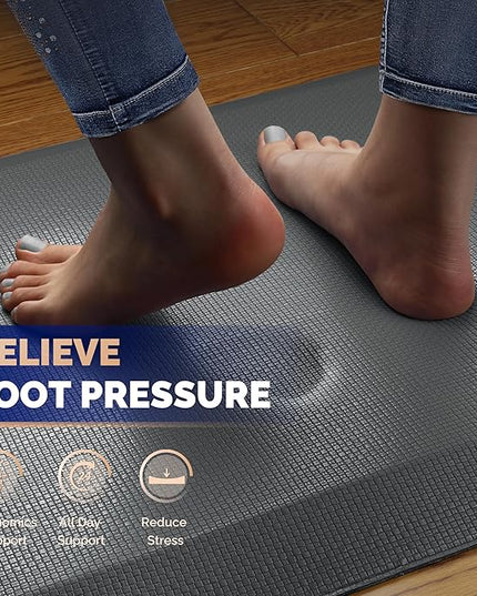 FEATOL Anti Fatigue Mat for Standing, 9/10 Extra Thick Ergonomic Standing Desk Mat, Comfort & Durable Memory Foam Standing Mat at Home,Office All Day (20" x 59", Grey, 1PC)